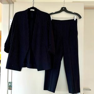 Babaton Atelier Womens Striped Power Hip Open Front Blazer and Pants